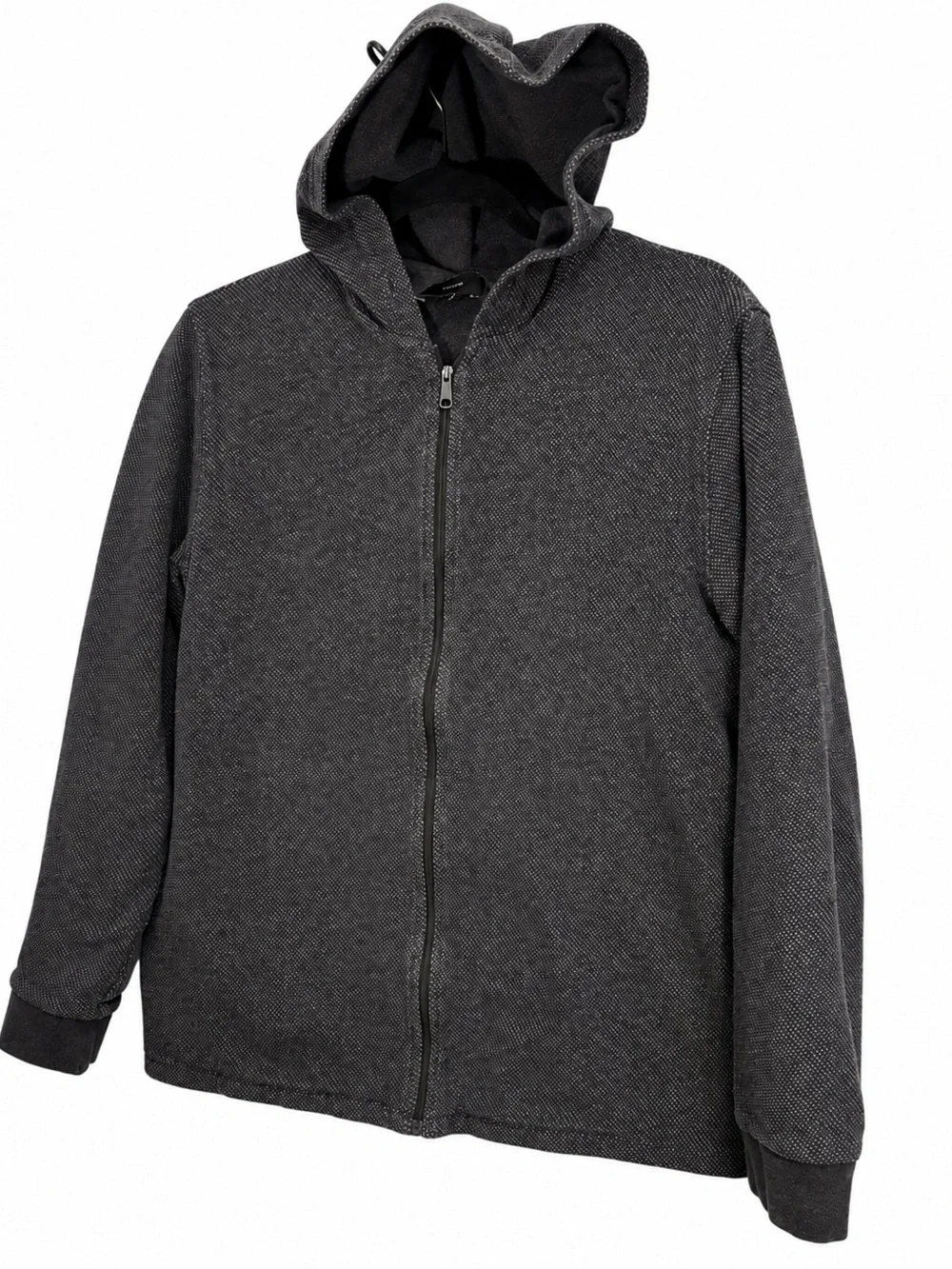 Vince Gray Hooded Zip Jacket Size M Textured Knit Lightweight Coat